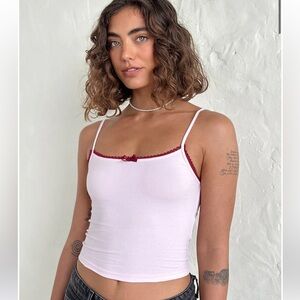 New Motel Rocks Suna Vest Top In Light Pink With Burgundy Trim xs